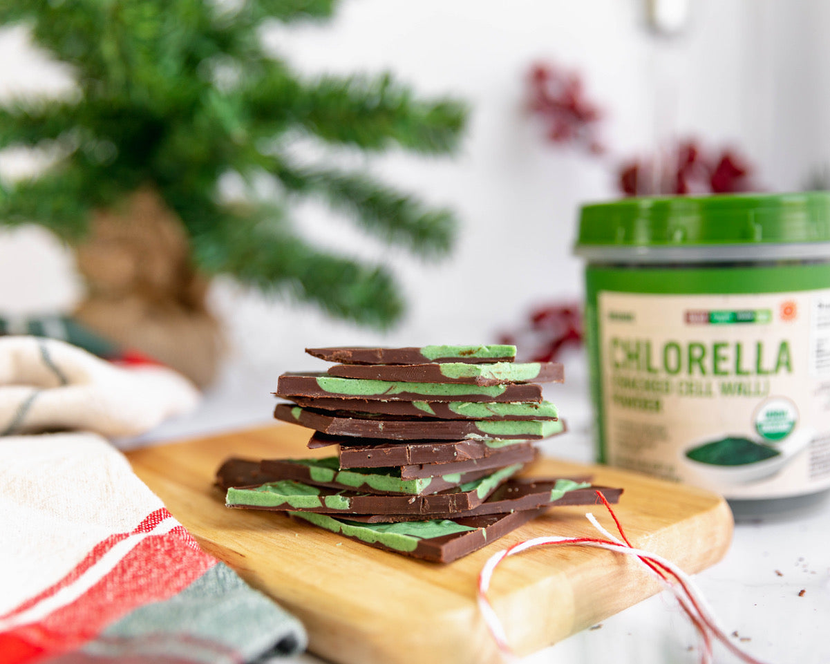 Holiday Peppermint Bark with Chlorella