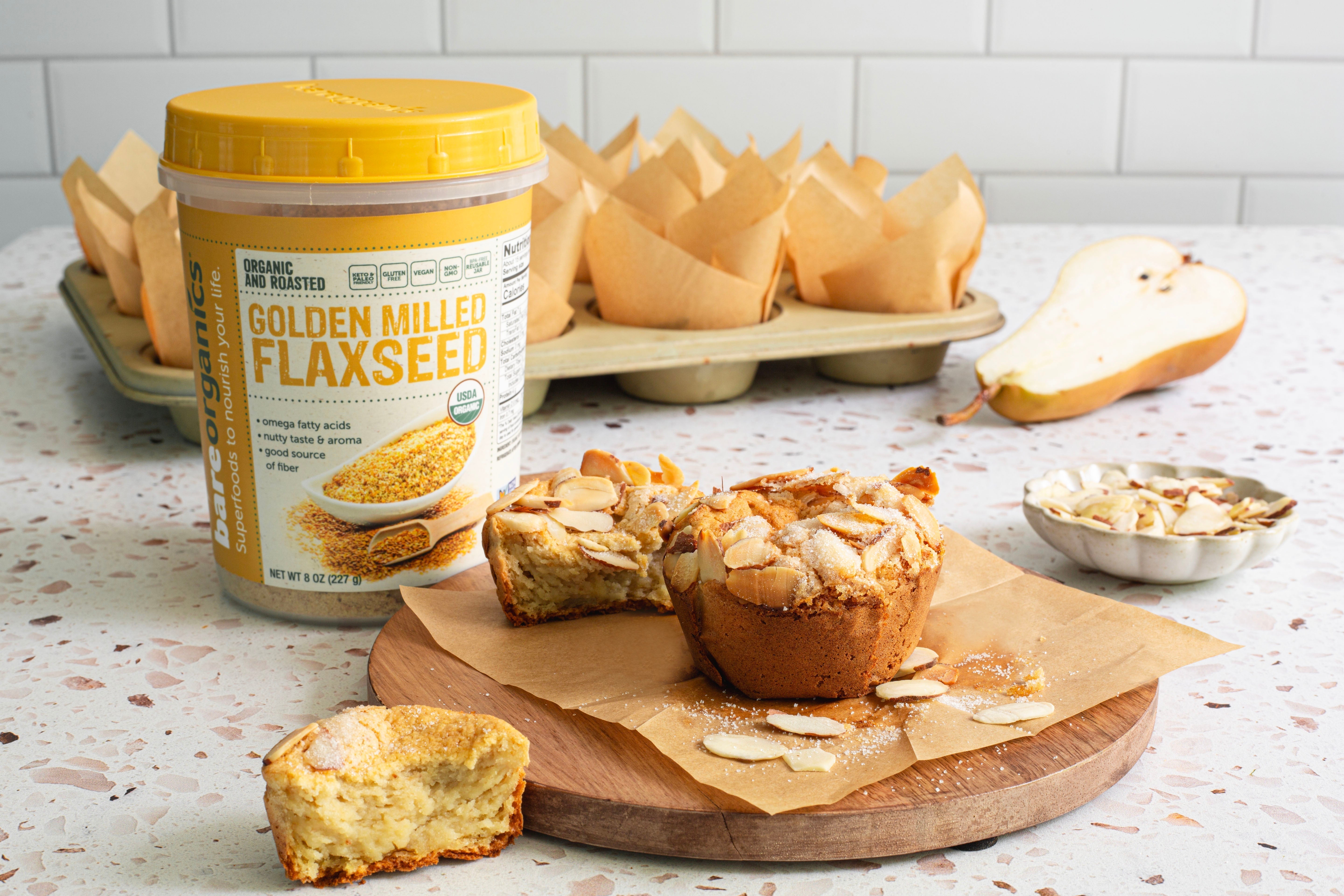 Wholesome Pear Muffins with Golden Milled Flaxseed