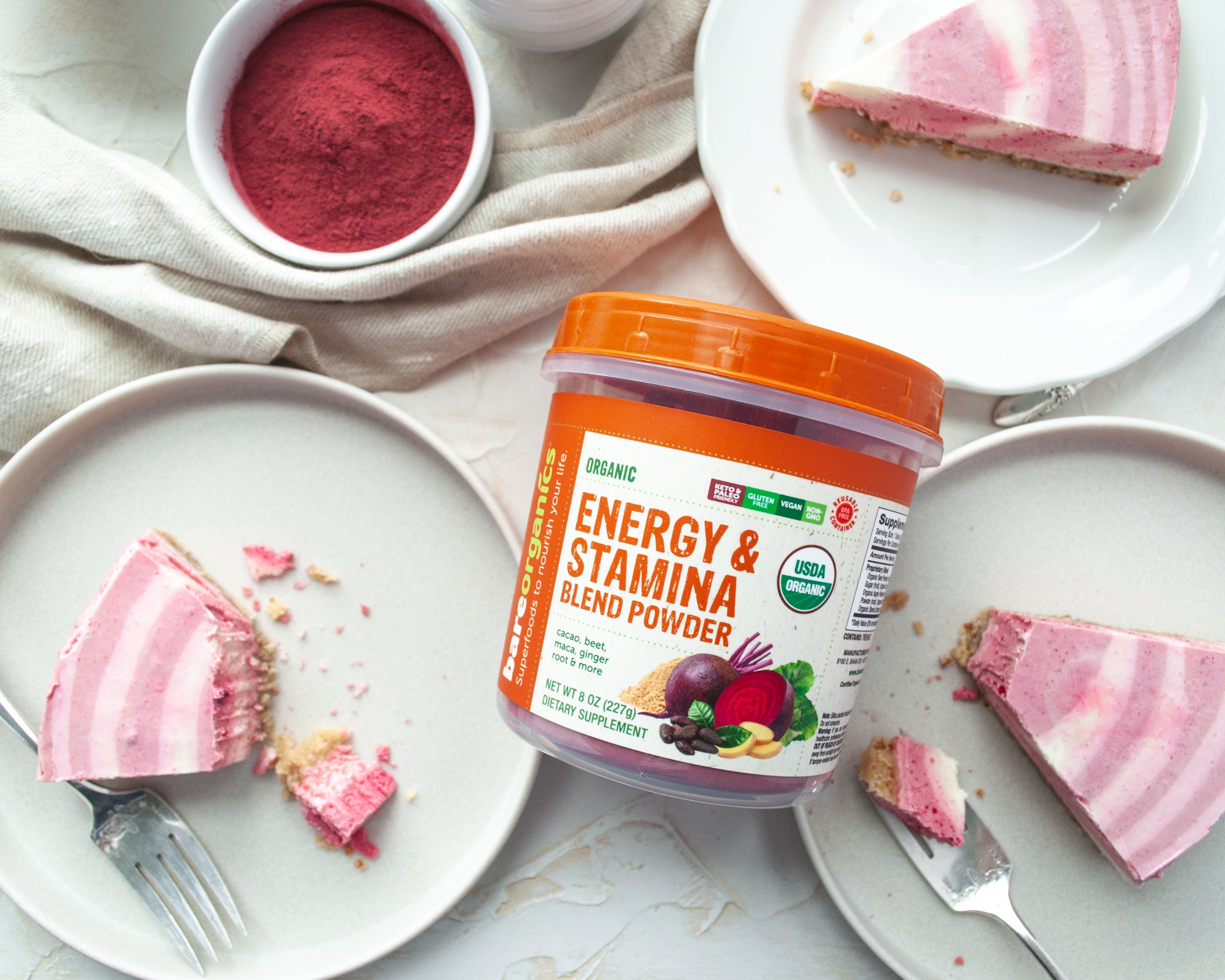 Cacao, Beet, Maca, Ginger Root Energy & Stamina Keto Cheesecake