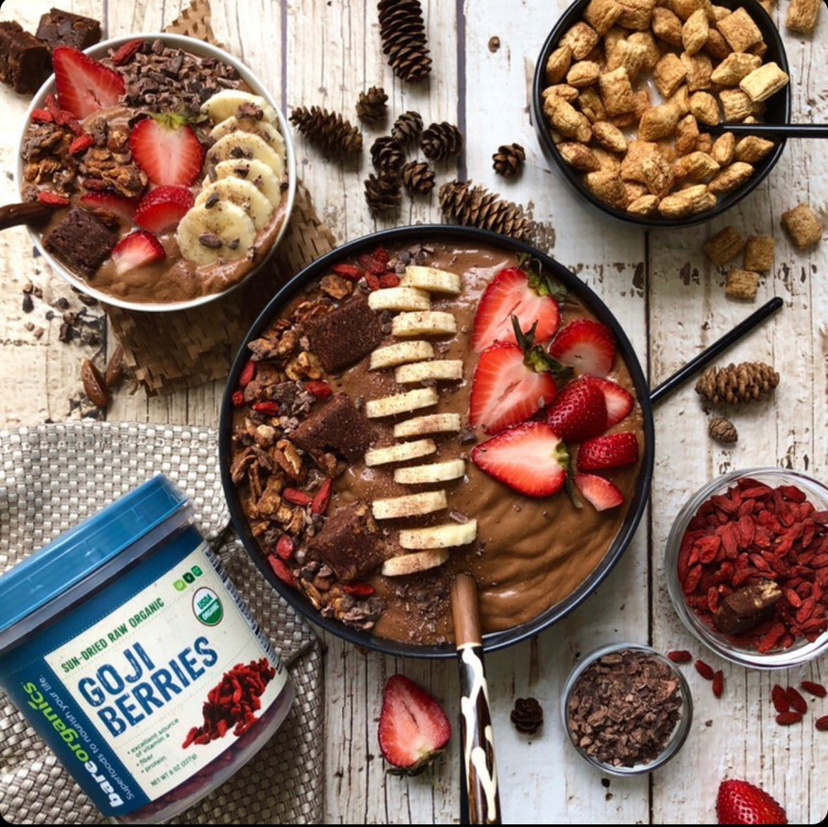 Chocolate Peanut Butter Coffee Latte Smoothie With Goji Berries