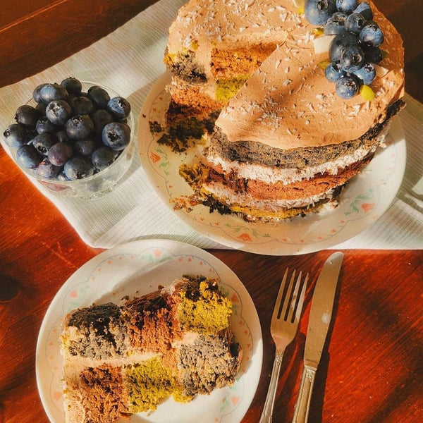 Matcha, Black Sesame & Cacao Checkerboard Cake – BareOrganics.com