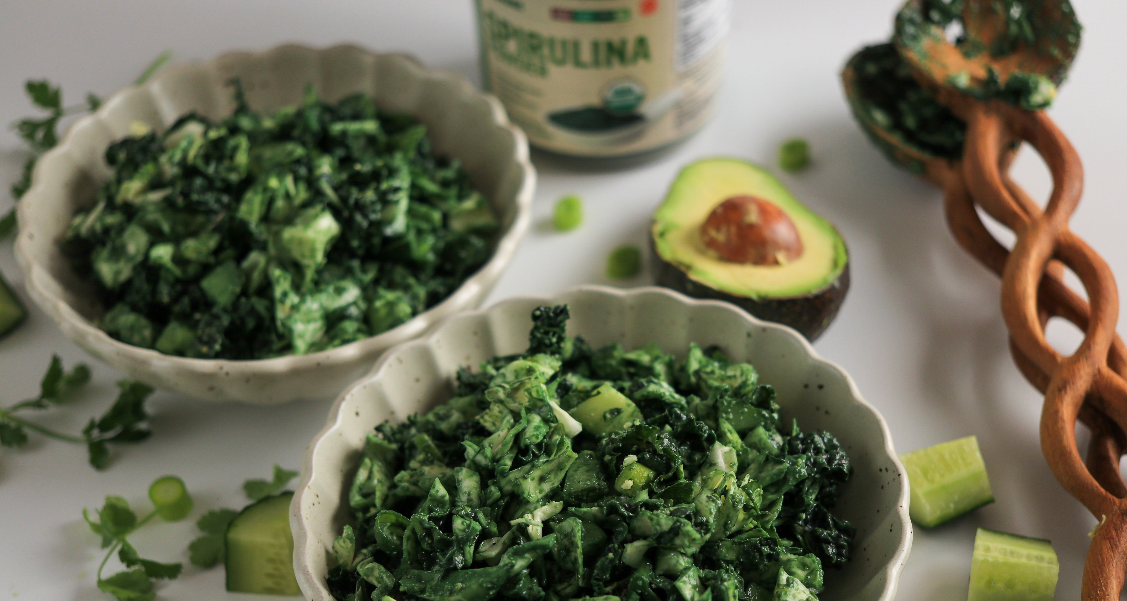 Chopped Salad with Spirulina Dressing