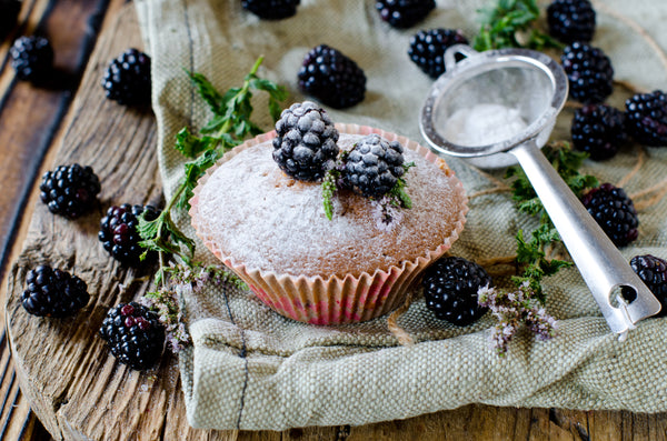 Blackberry & Bee Pollen Muffins with Blackberry Butter – BareOrganics.com