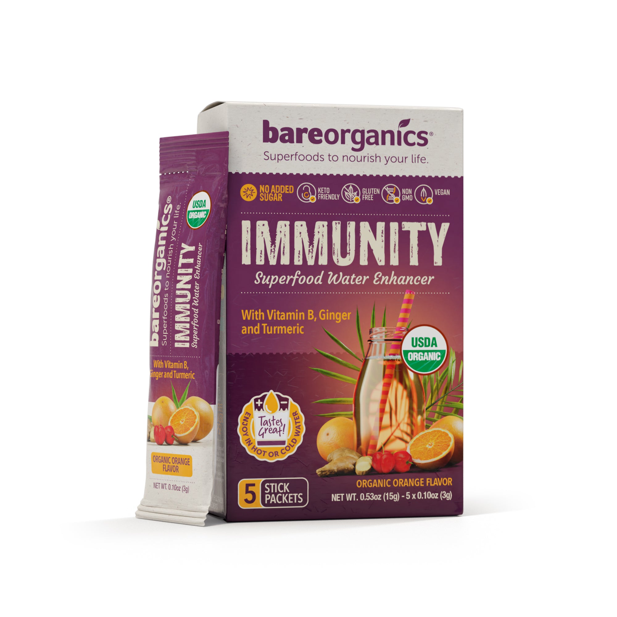 Organic Immunity Superfood Drink Mix & Smoothie Booster (5 Stick Pack)