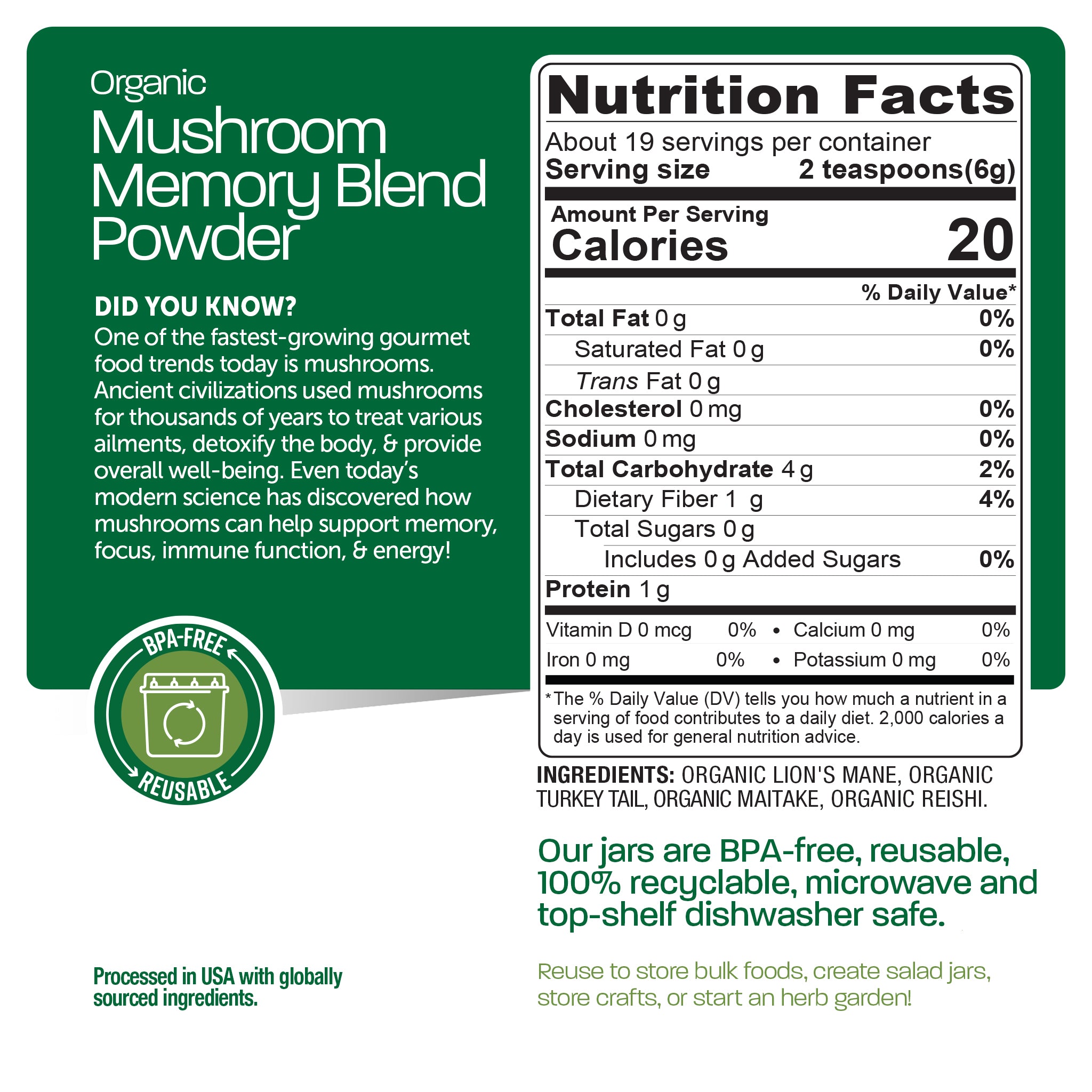Organic Mushroom Memory Blend