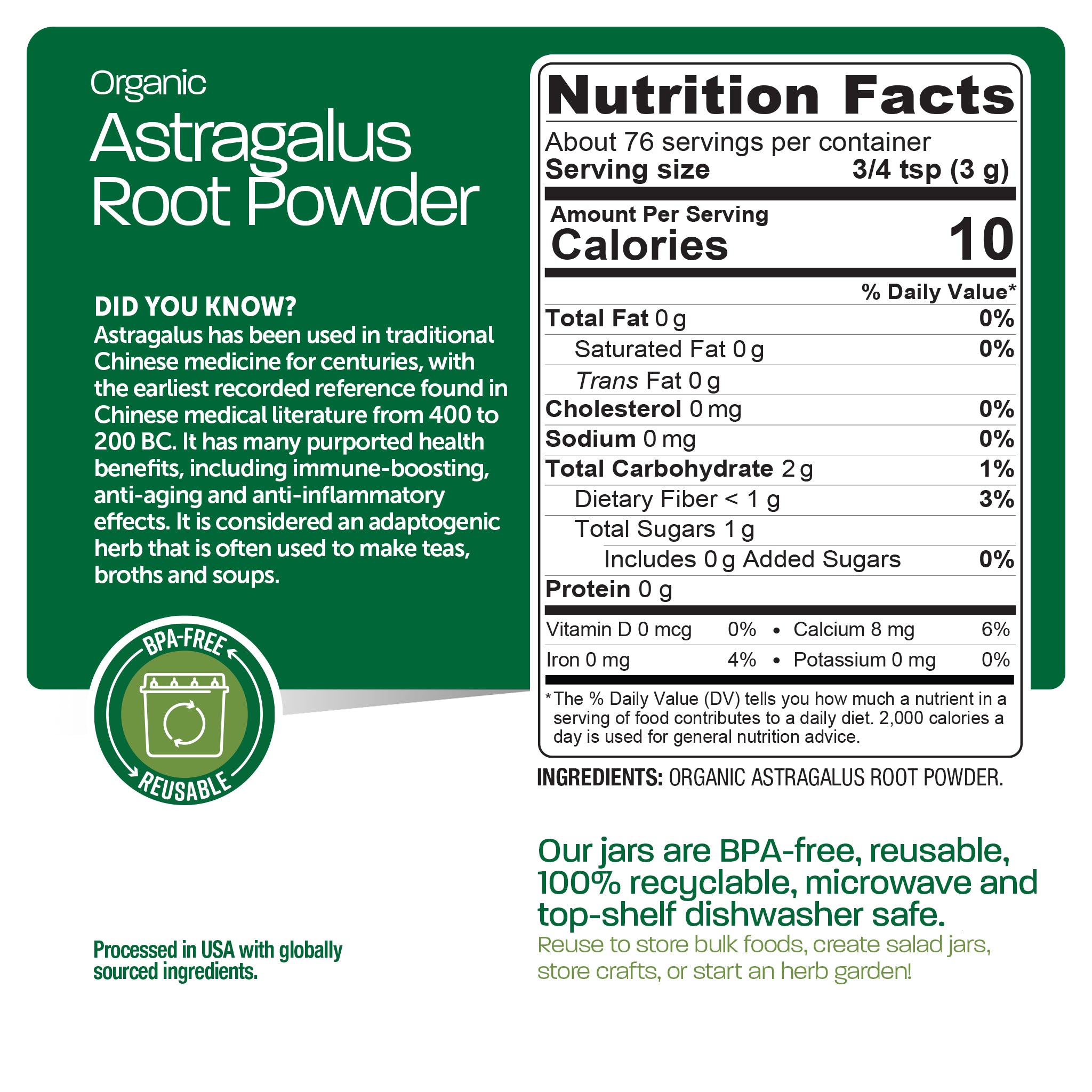 Organic Astragalus Root Powder