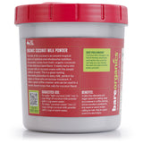 Side of container of coconut powder.