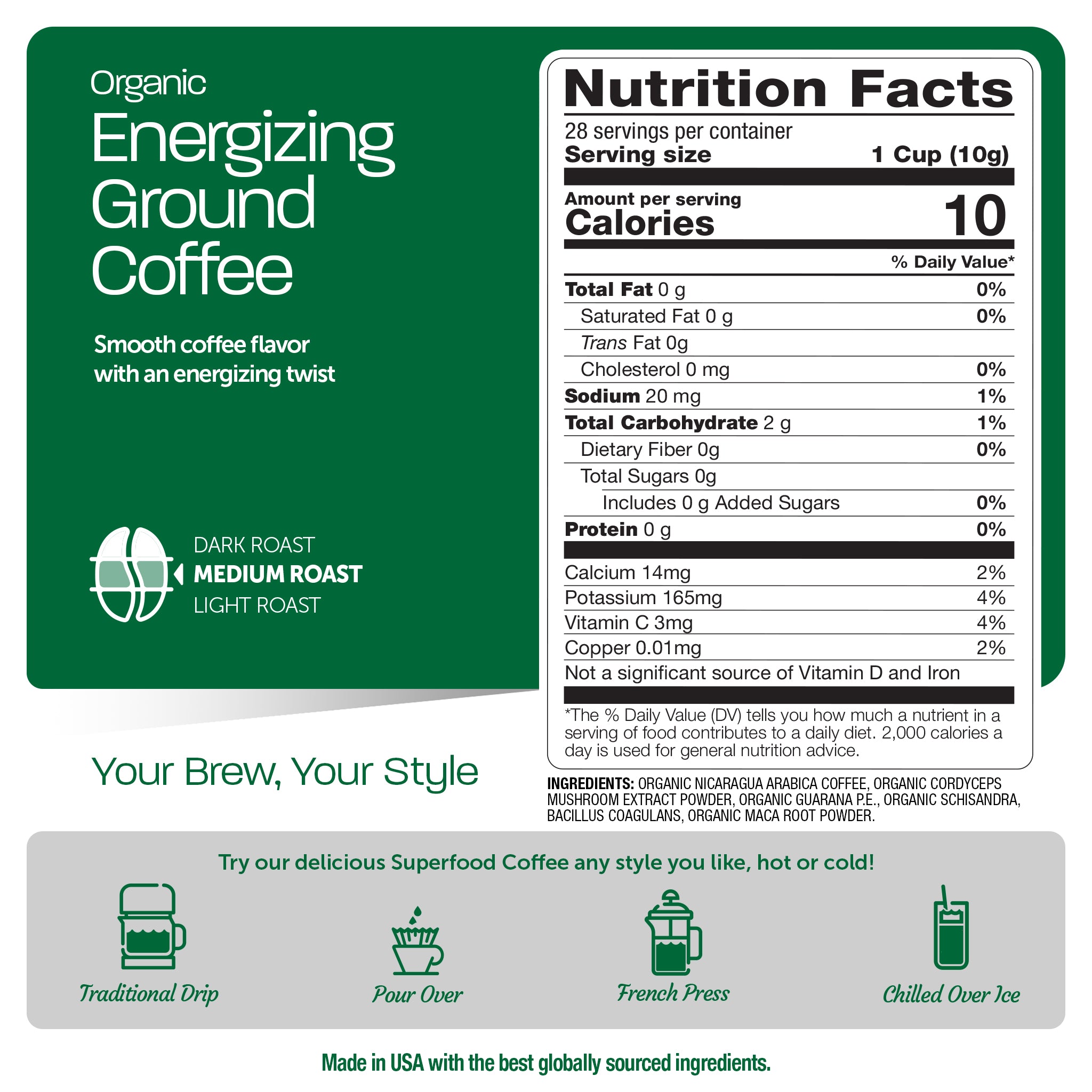 Organic Energizing Coffee With Superfoods