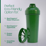 BareOrganics Wheat Shaker Bottle with Built-In Lid Mixer