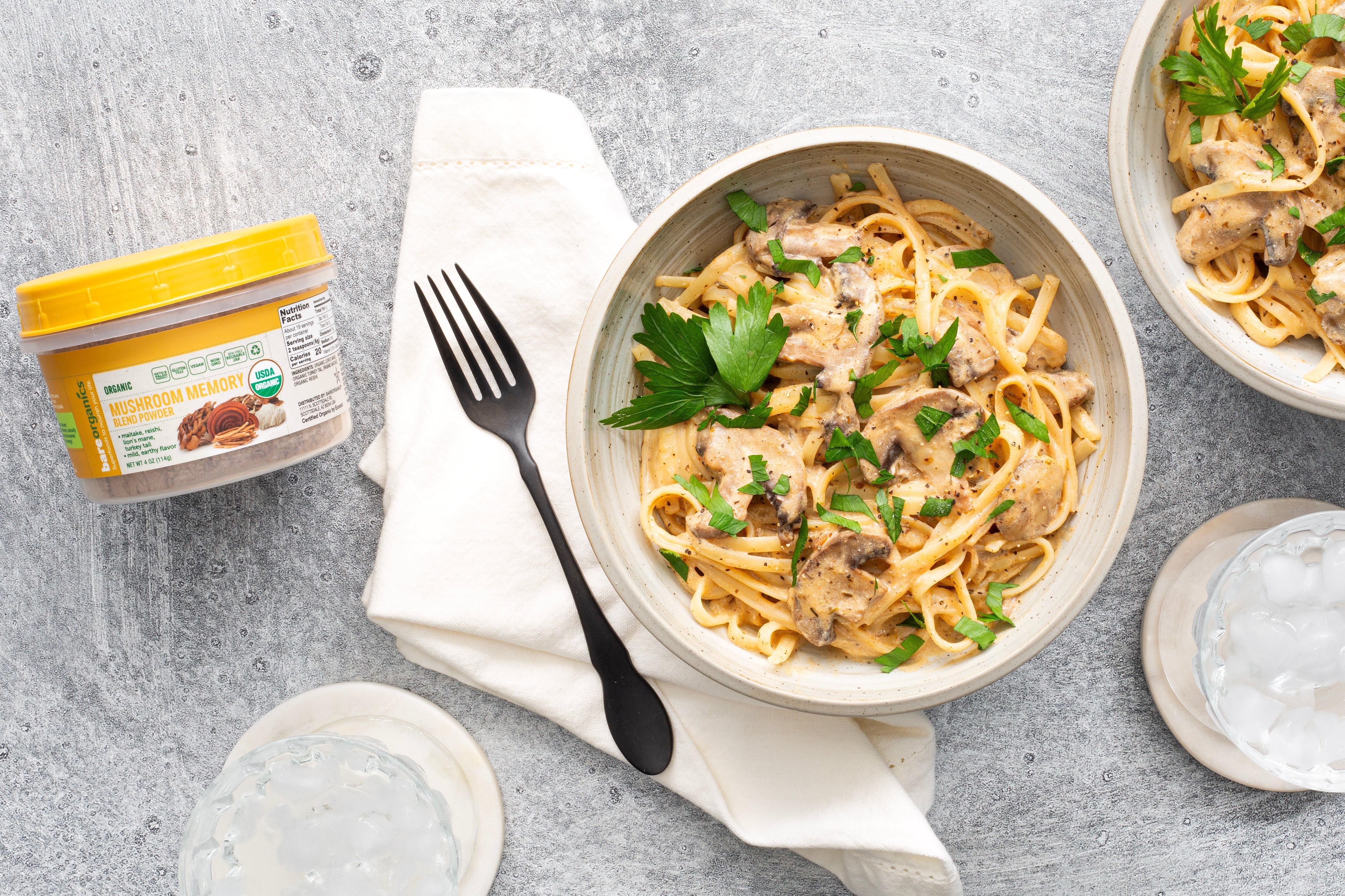 BareOrganics Mushroom Memory Powder Beef Stroganoff Recipe