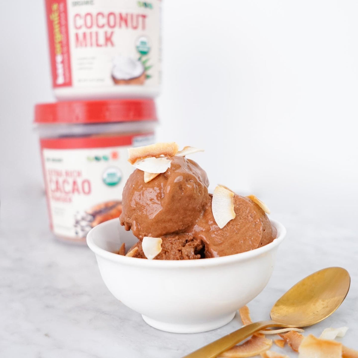 Chocolate Coconut “Nice Cream” with Cacao and Coconut Milk