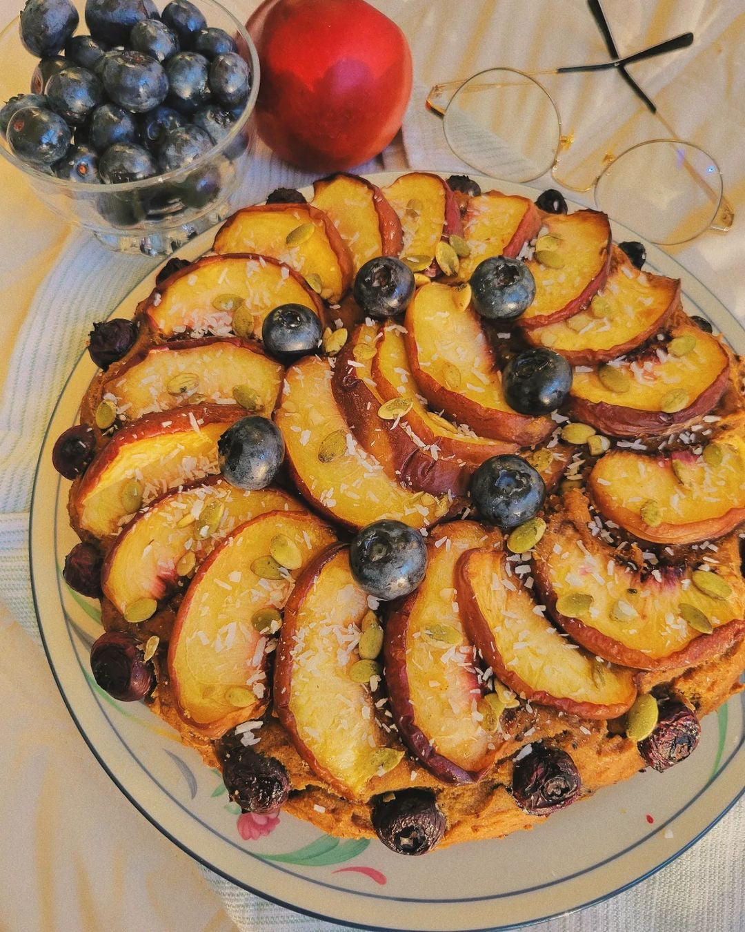 Nectarine & Blueberry Coffee Cake with Flaxseed