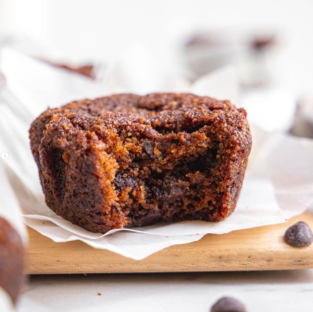 Ground Flaxseed Pumpkin Chocolate Chip Muffins with Coconut Sugar