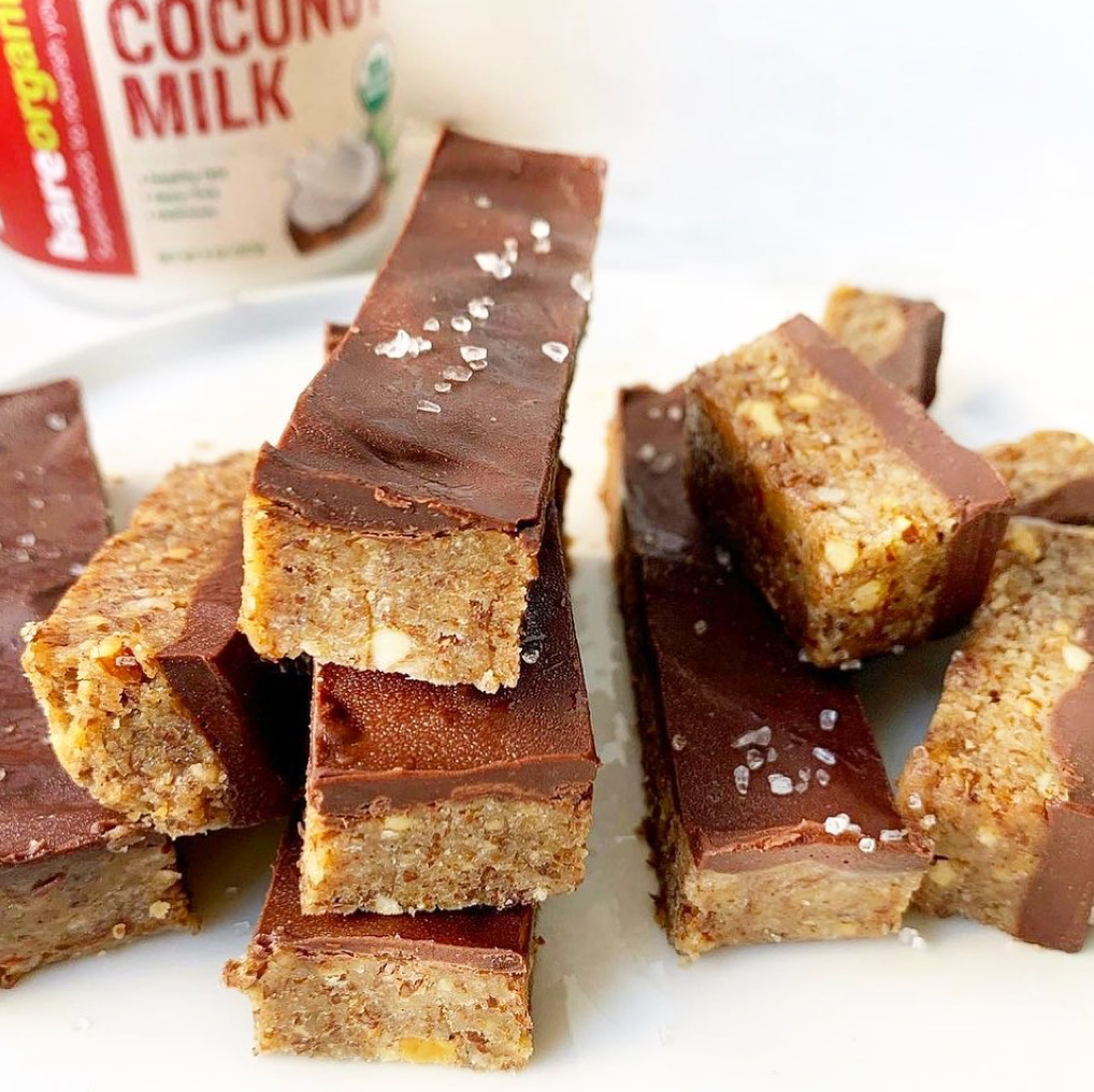 Homemade “Almond Joy” Candy Bars with Coconut Milk and Flaxseed