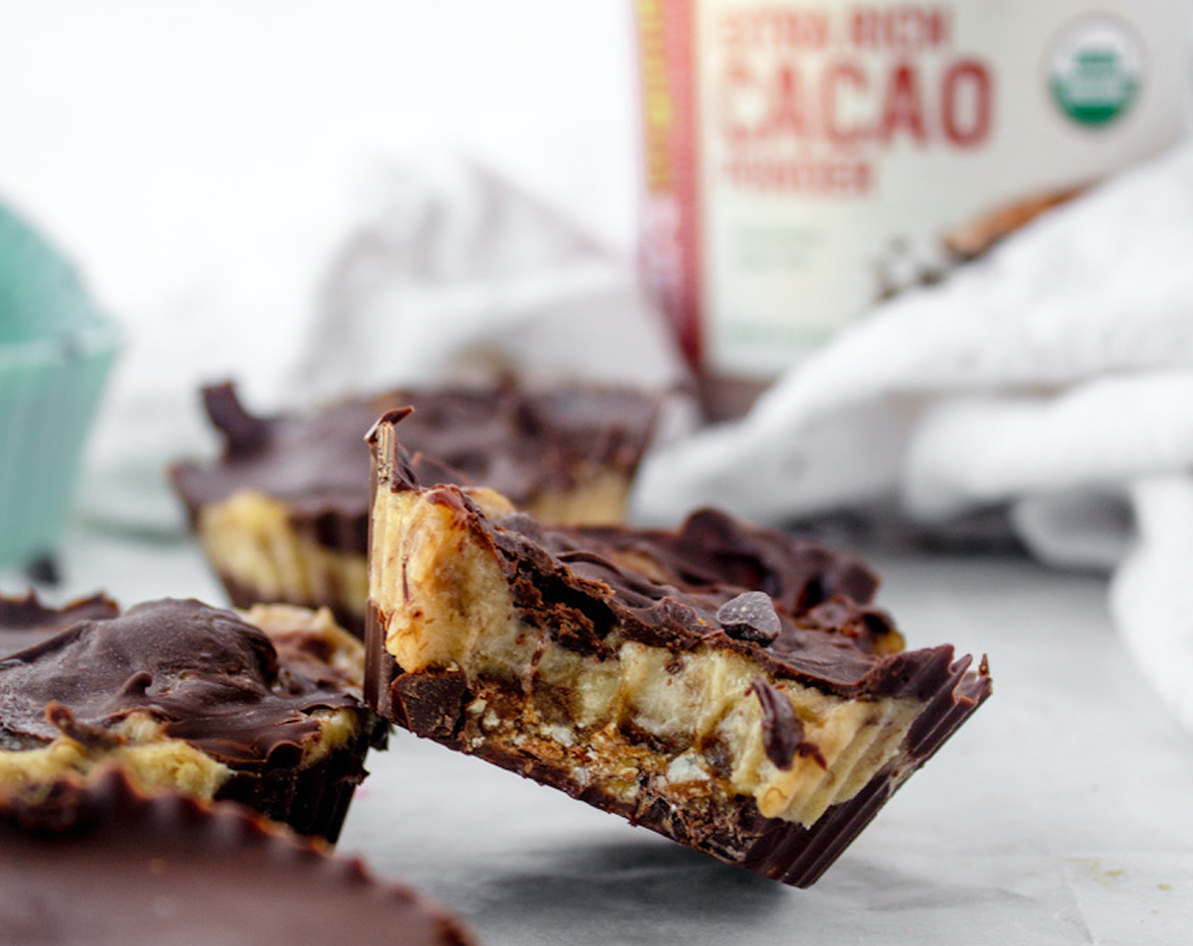 Banana Caramel Toffee Cups with Cacao Powder
