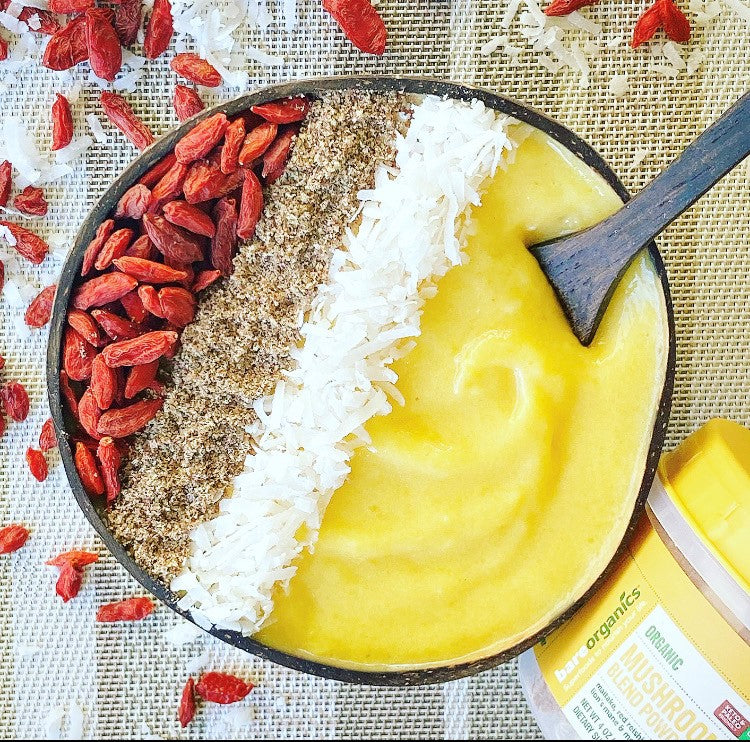 Super Immunity Breakfast Bowl with Mushroom Immunity Blend, Goji Berries and Flaxseed