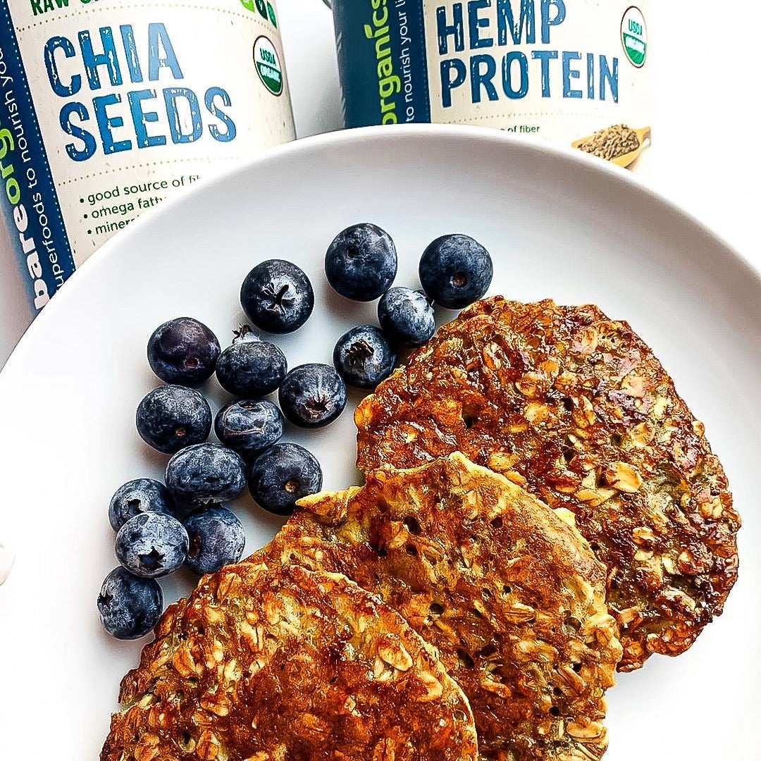 Five Ingredient Pancakes with Chia Seeds and Hemp Protein