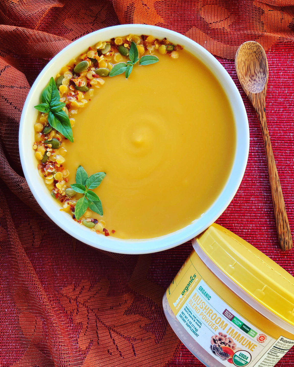 Mushroom Blend, Sweet Potato & Red Lentil Soup