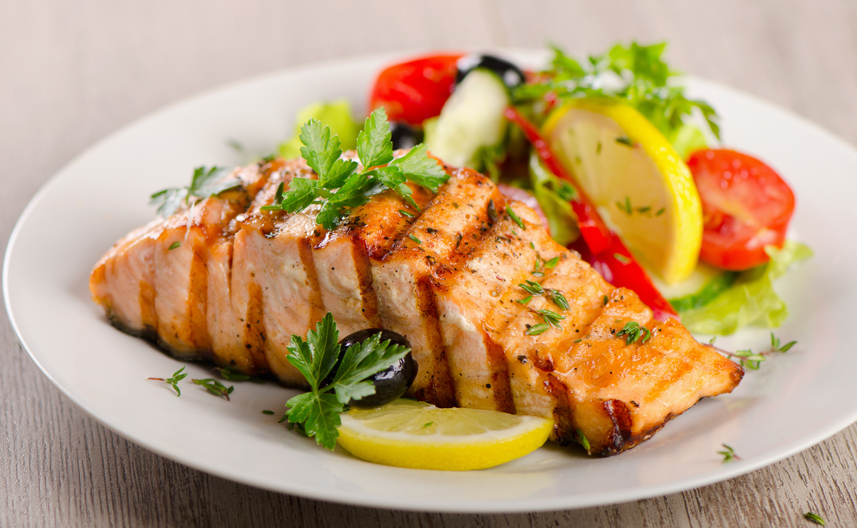 Maitake Salmon with Sautéed Veggies
