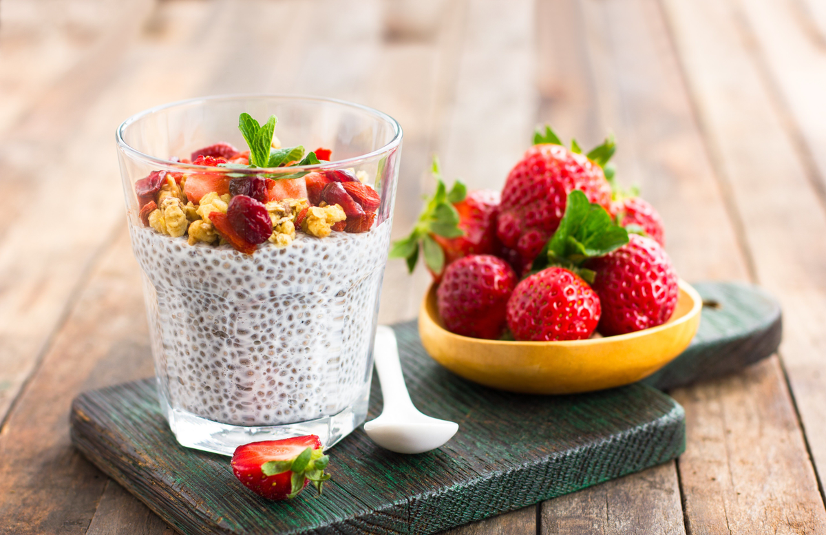 Strawberry Maqui Coconut Chia Seed Pudding
