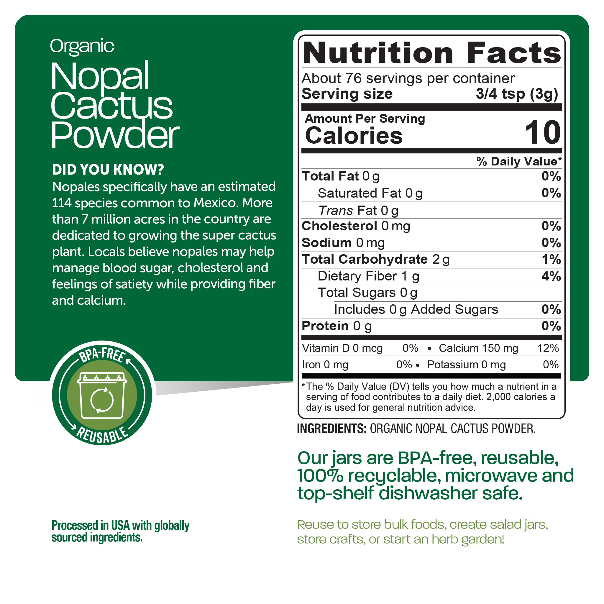 Organic Nopal Cactus Powder