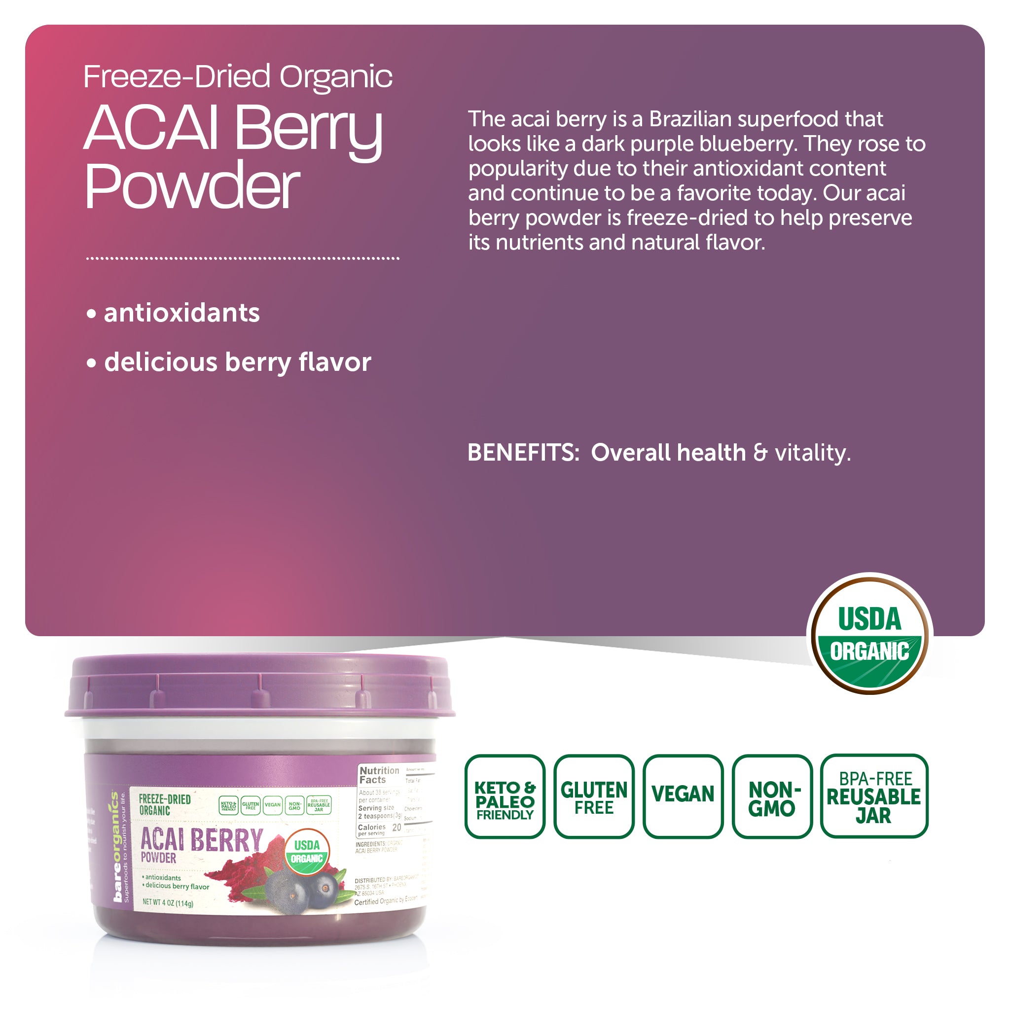 Organic Acai Berry Powder