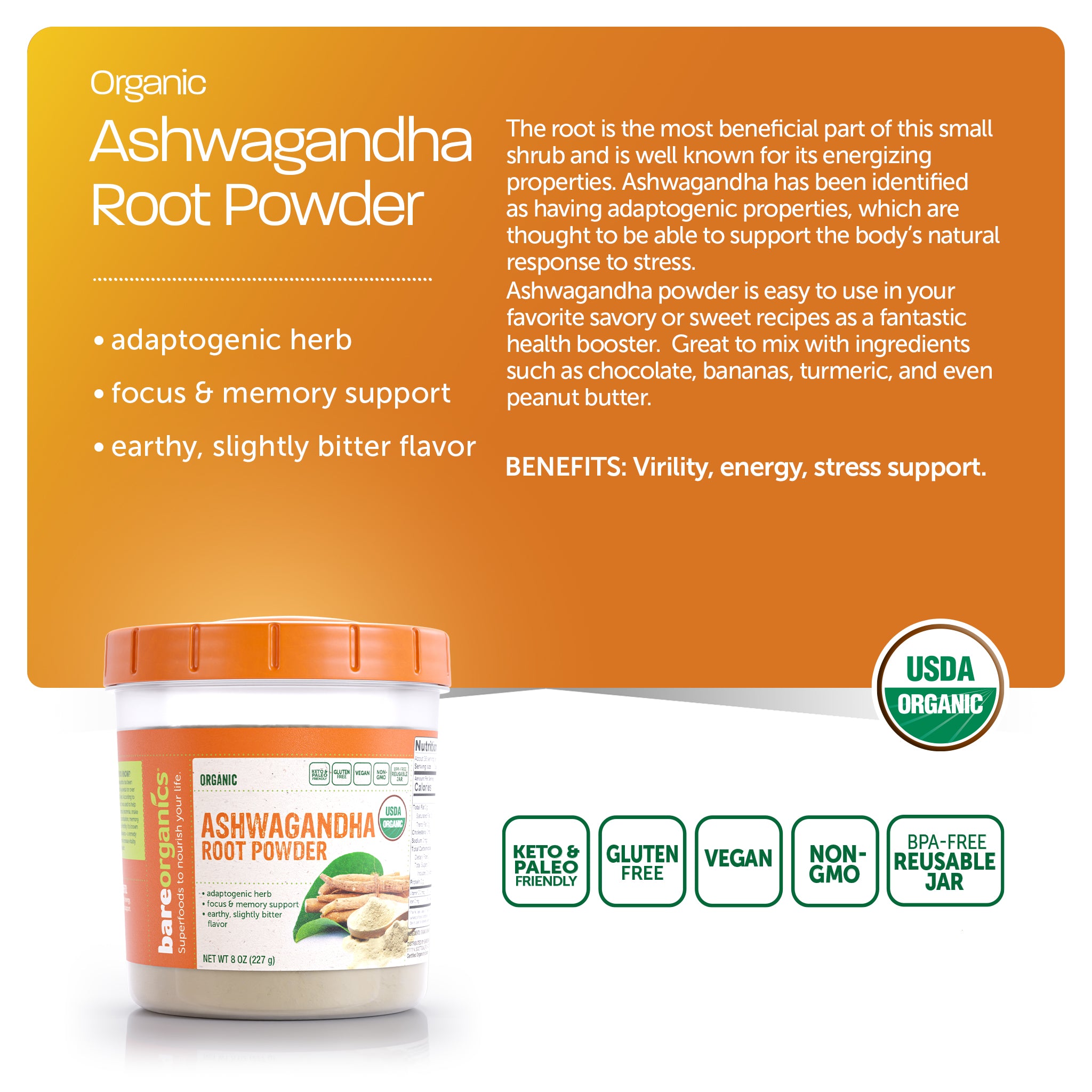 Organic Ashwagandha Root Powder Bundle