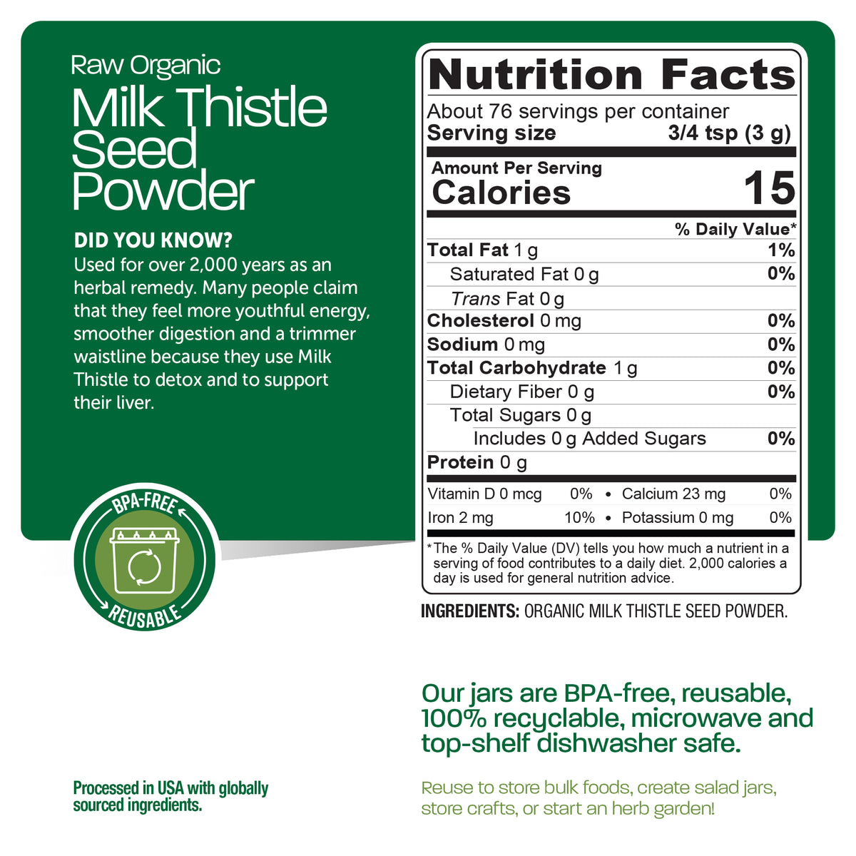 Organic Milk Thistle Seed Powder