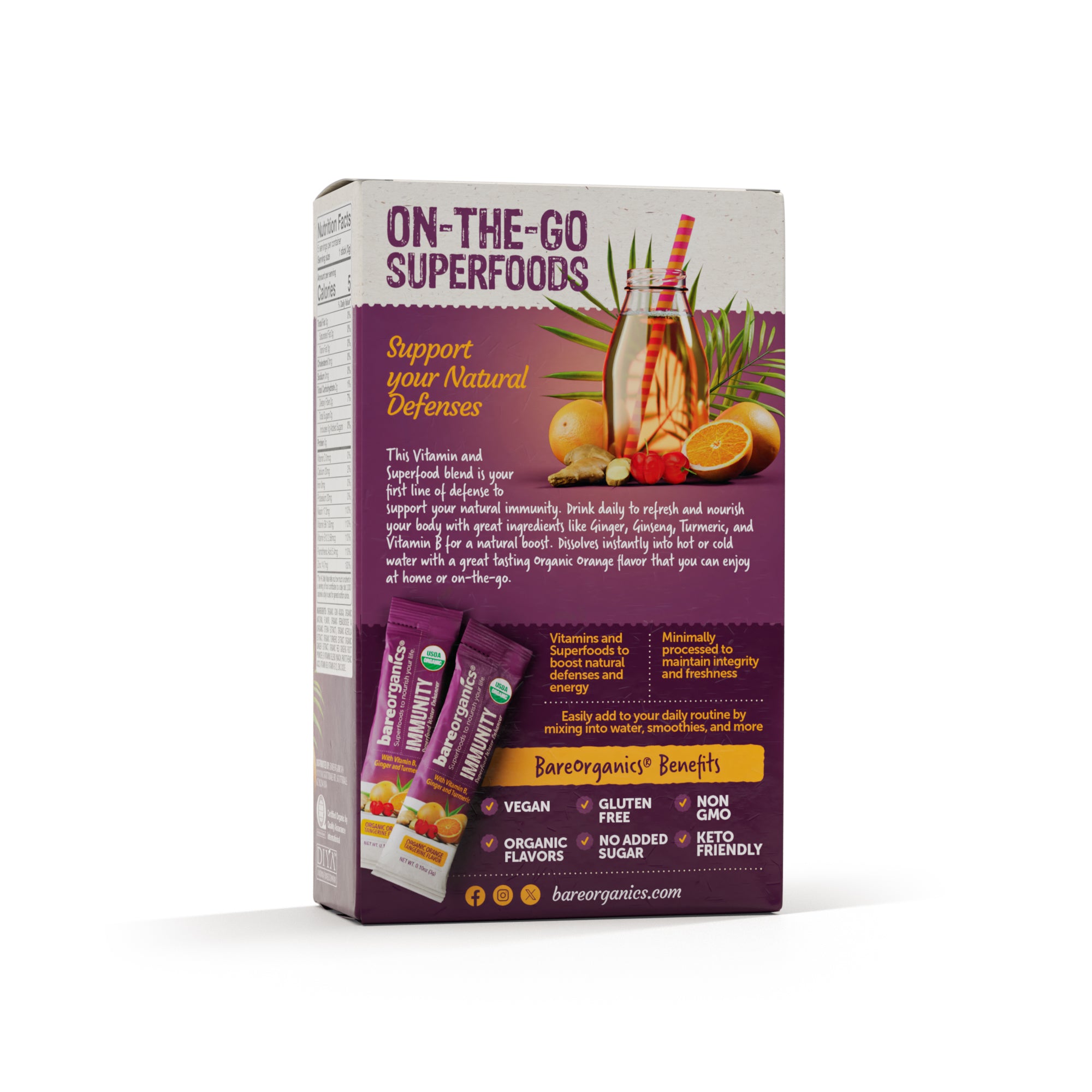 Organic Immunity Superfood Drink Mix & Smoothie Booster (5 Stick Pack)