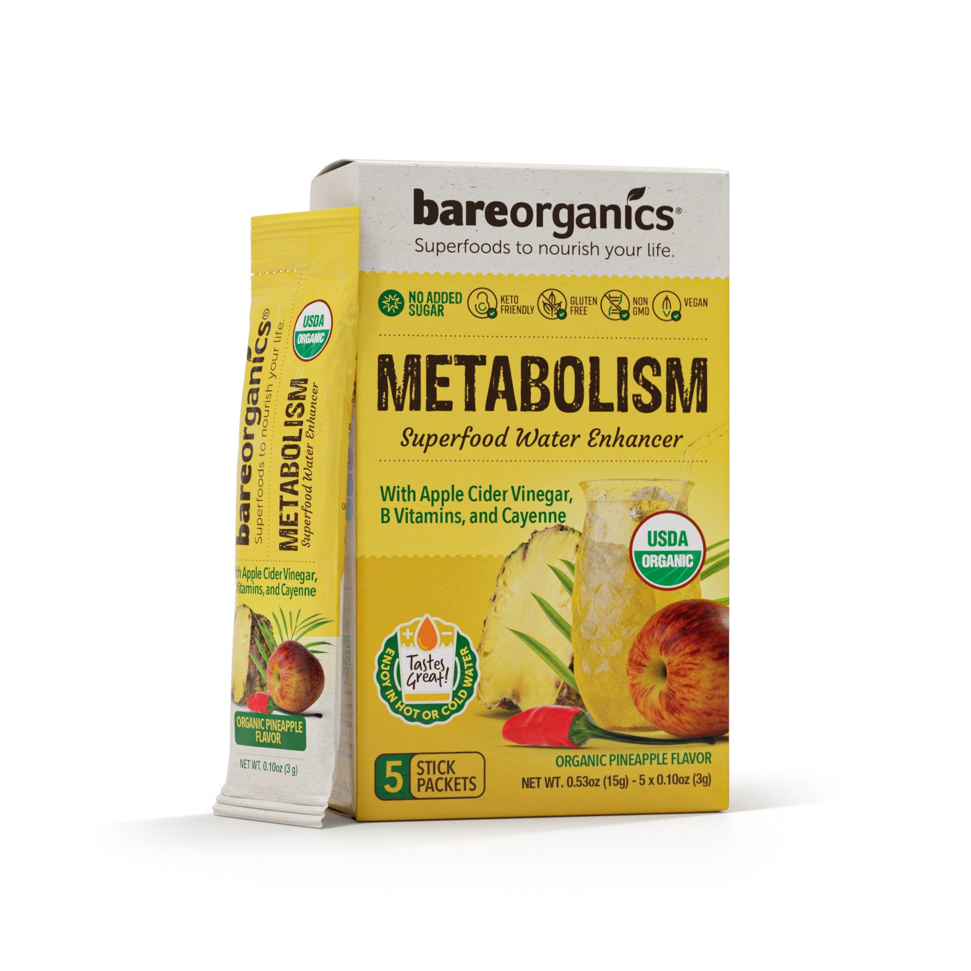Organic Metabolism Superfood Drink Mix & Smoothie Booster (5 Stick Pack)