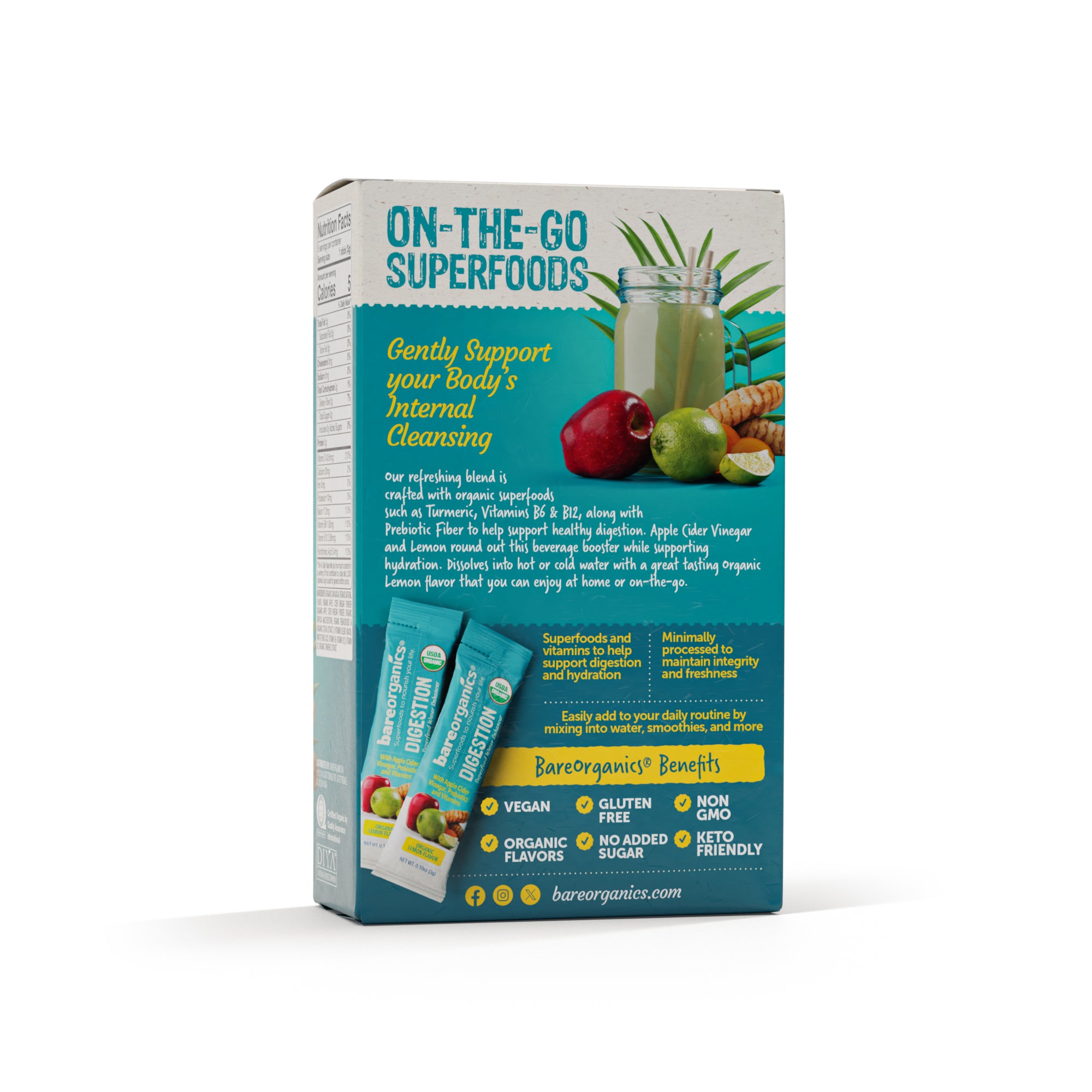 Organic Digestion Superfood Drink Mix & Smoothie Booster (5 Stick Pack)