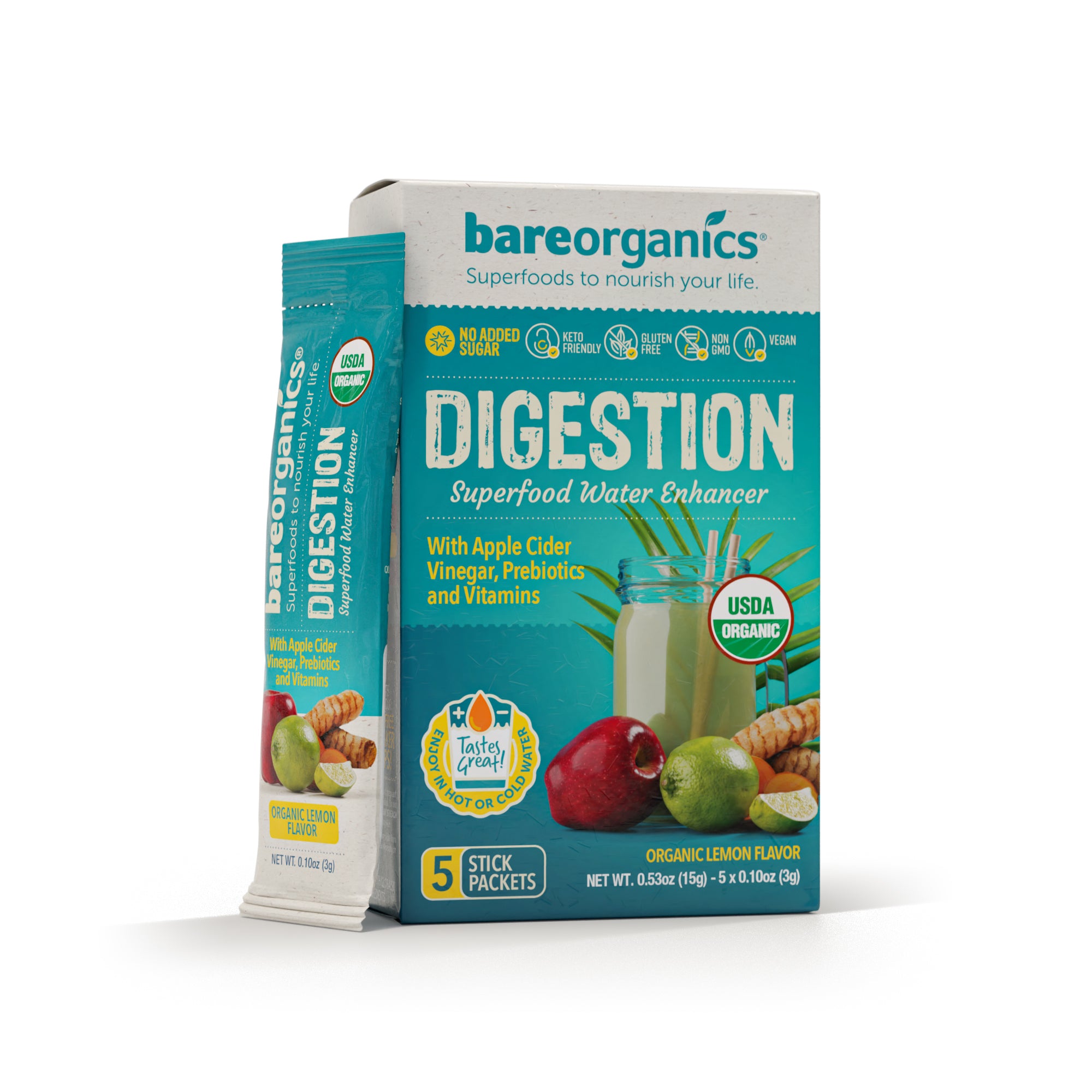 Organic Digestion Superfood Drink Mix & Smoothie Booster (5 Stick Pack)
